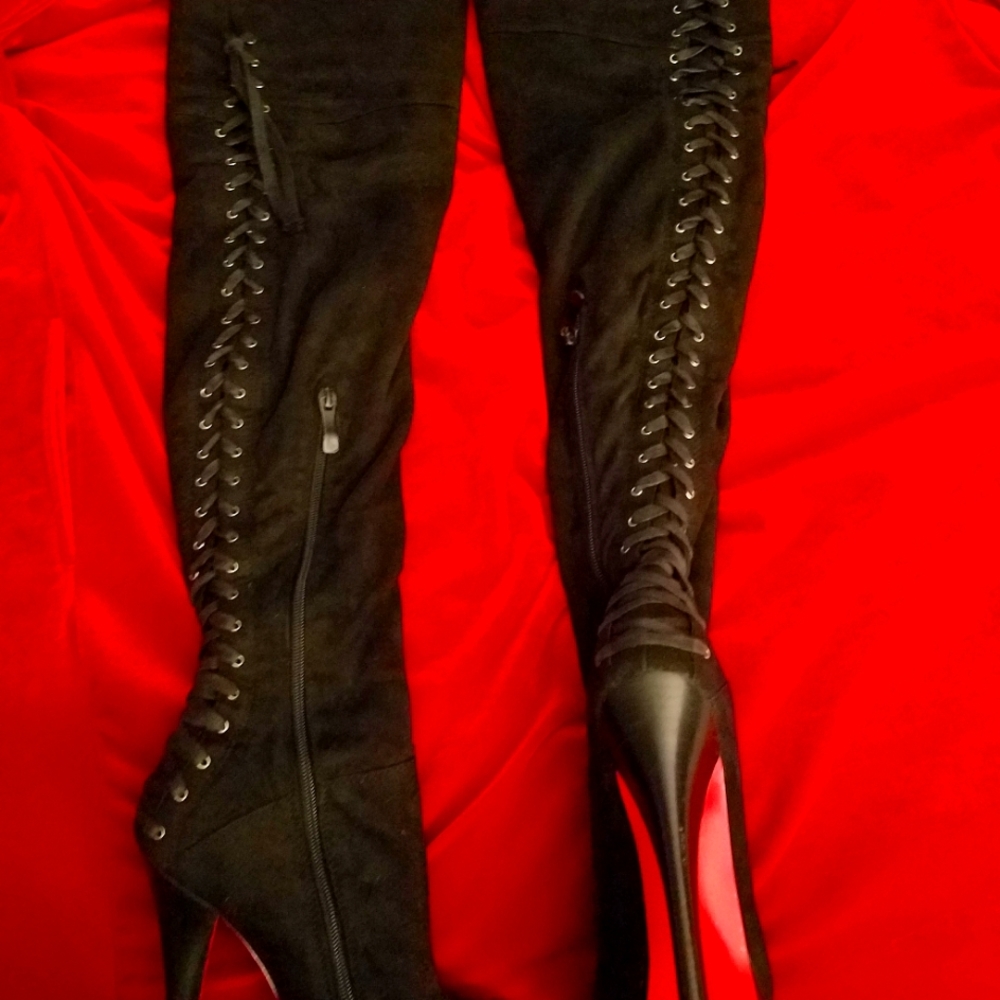 Red Bottom Knee High Boots